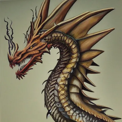 Image similar to a hyperrealistic painting of a majestic ancient dragon