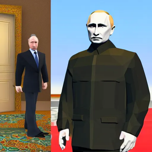 Prompt: Putin as a low poly ps1 model