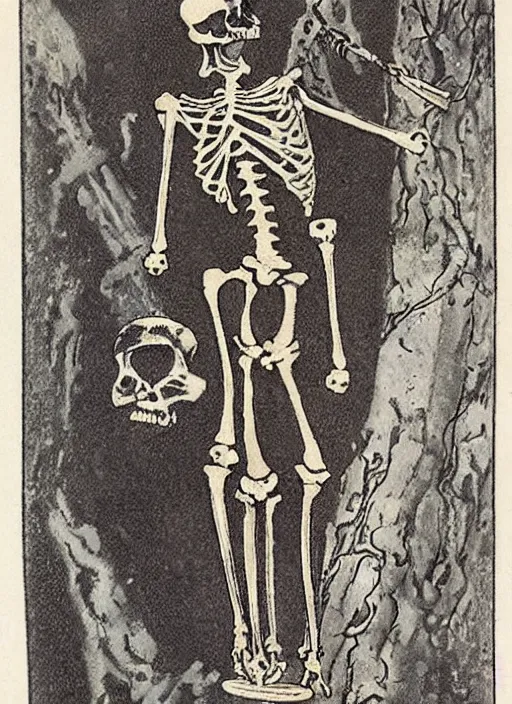 Image similar to tarot card featuring a skeleton holding a bong, rider - waite, by pamela colman smith