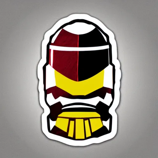 Prompt: a sticker illustration of a samurai wearing a clone trooper helmet, colourful