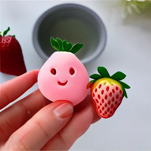 Image similar to strawberry shaped soap kawaii photo - realistic bubbly cute