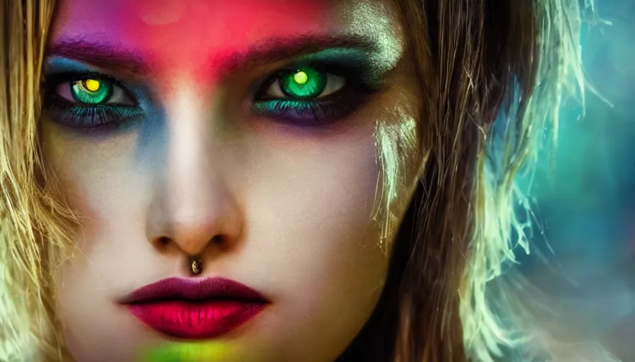 piercing eyes and lips with a colorful background, | Stable Diffusion ...