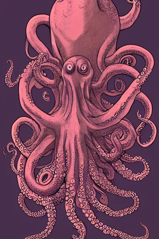 Image similar to portrait of octopus cthulhu in the style of Rob Lefield and Dan Mumford , trending on artstation, digital art,surrealism ,macro,blueprint ,vaporwave , black outline