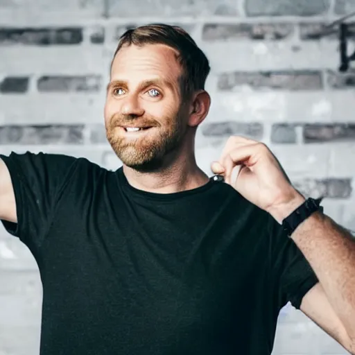 Image similar to photo of a 3 6 year old white man living thinking he's living the best life possible. he looks young for his age. he is at a dance club, it's as if he were in a music video. young woman are flocking to him and can be seen dancing around him in a seductive manner.