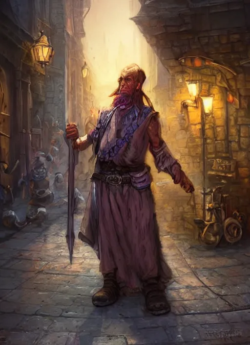 Image similar to immigrant poor beggar on the streets, ultra detailed fantasy, dndbeyond, bright, colourful, realistic, dnd character portrait, full body, pathfinder, pinterest, art by ralph horsley, dnd, rpg, lotr game design fanart by concept art, behance hd, artstation, deviantart, hdr render in unreal engine 5