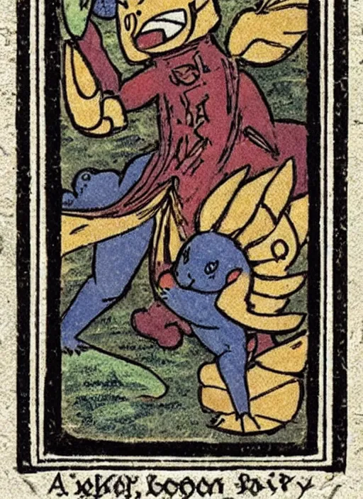 Image similar to a pokemon card from the 1 3 0 0 s