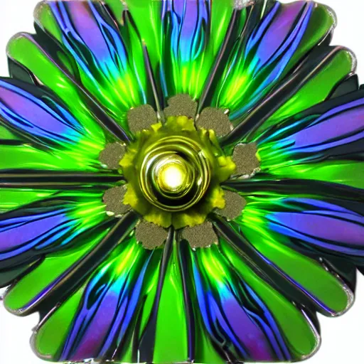 Image similar to cybertronic metallic large lily flower, beautiful, high detail