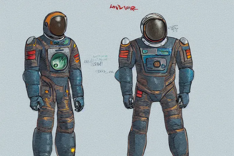 Image similar to Foundation TV Show concept art by Adam Middleton, space suit reference color test