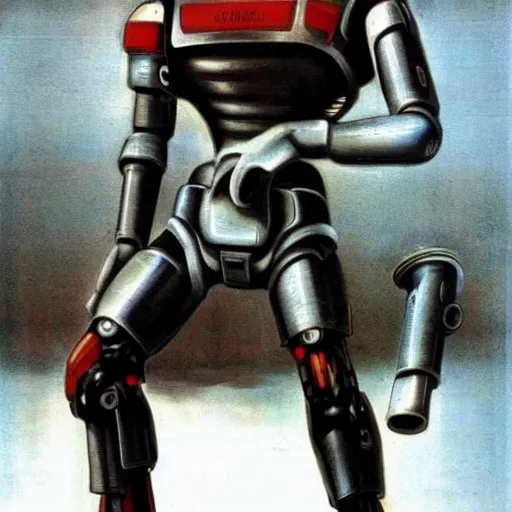 Image similar to soviet military cyborg menacing futuristic