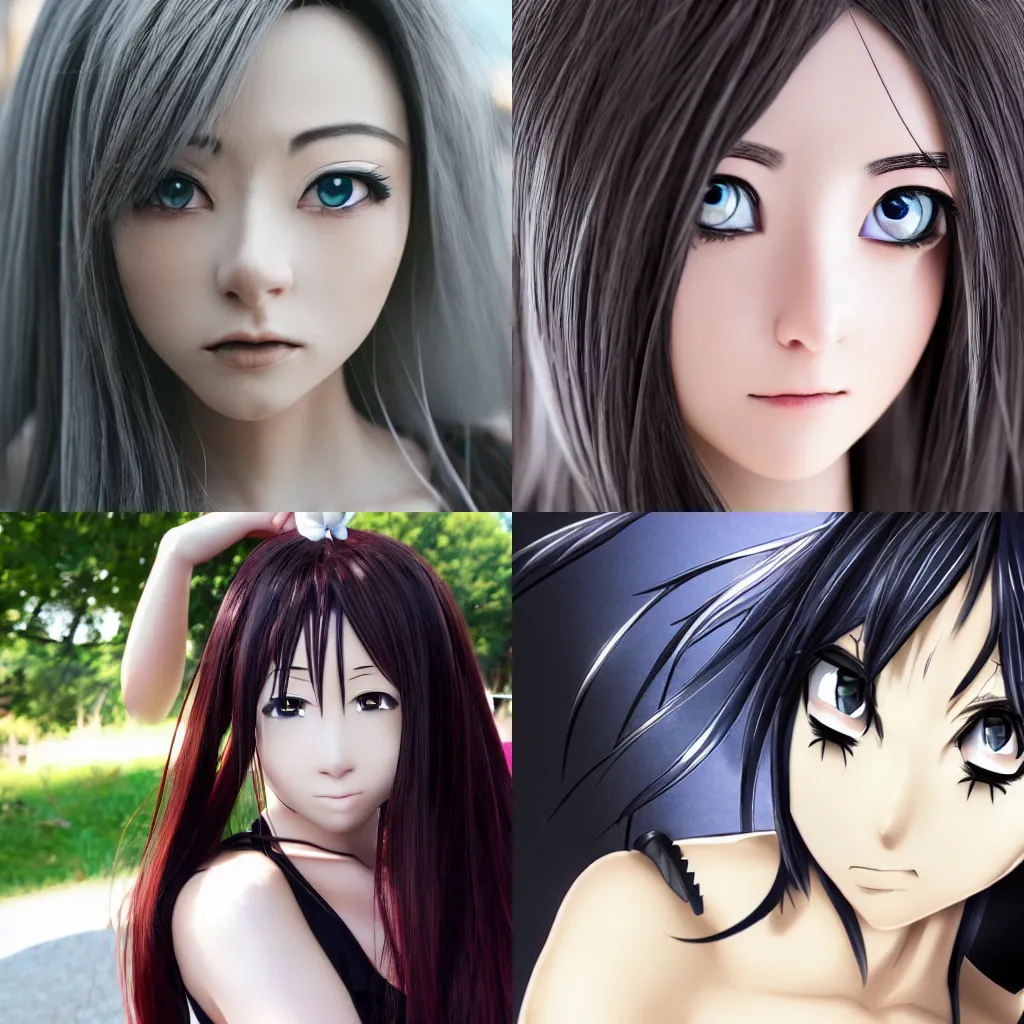 Image similar to anime woman, macro face shot