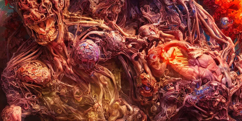 Image similar to the end of an organism, ross tran, vivid colors, anatomical, highly detailed sculpture, intricate detailed, ommatidia, 8 k, cinematic atmosphere, post - processing