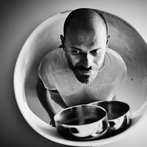 Prompt: a person eating a bowl of hardware for breakfast, 2 4 mm photo