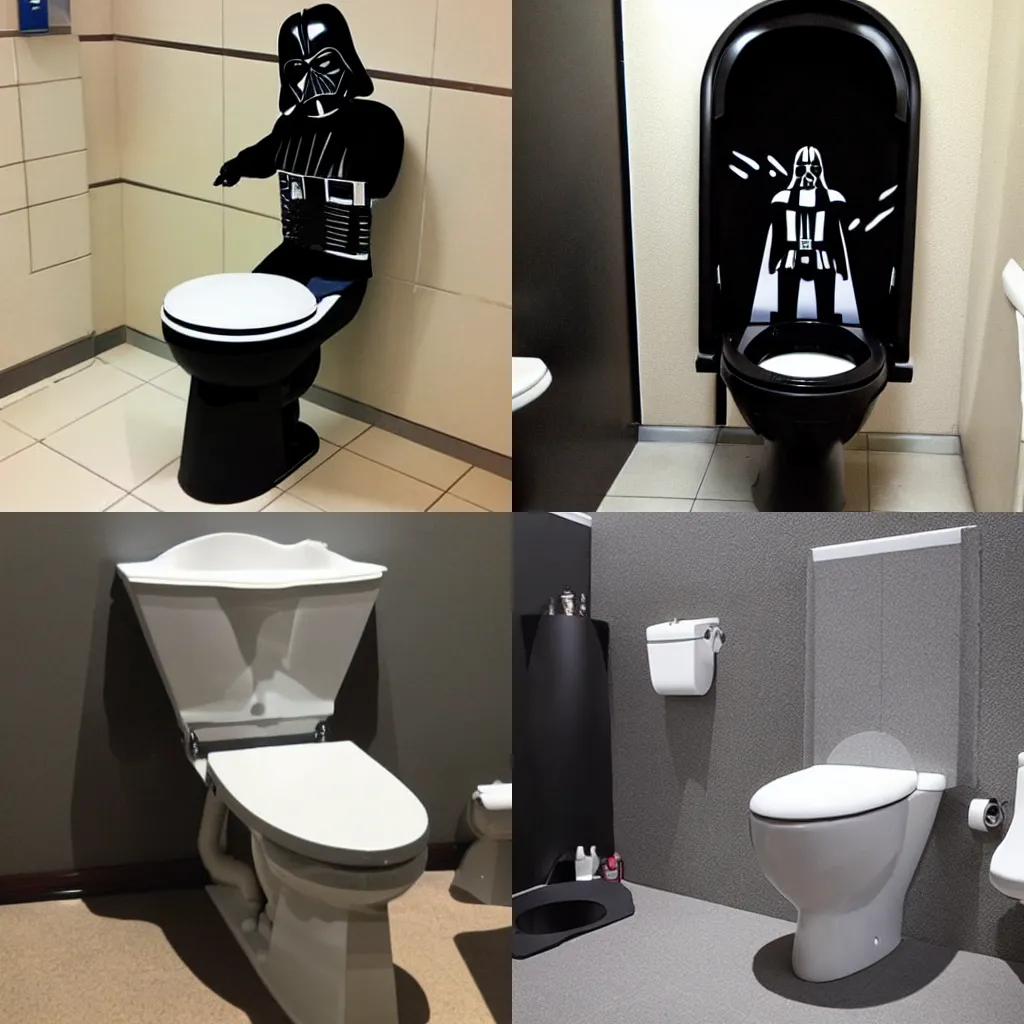 Prompt: a toilet that resembles Darth Vader