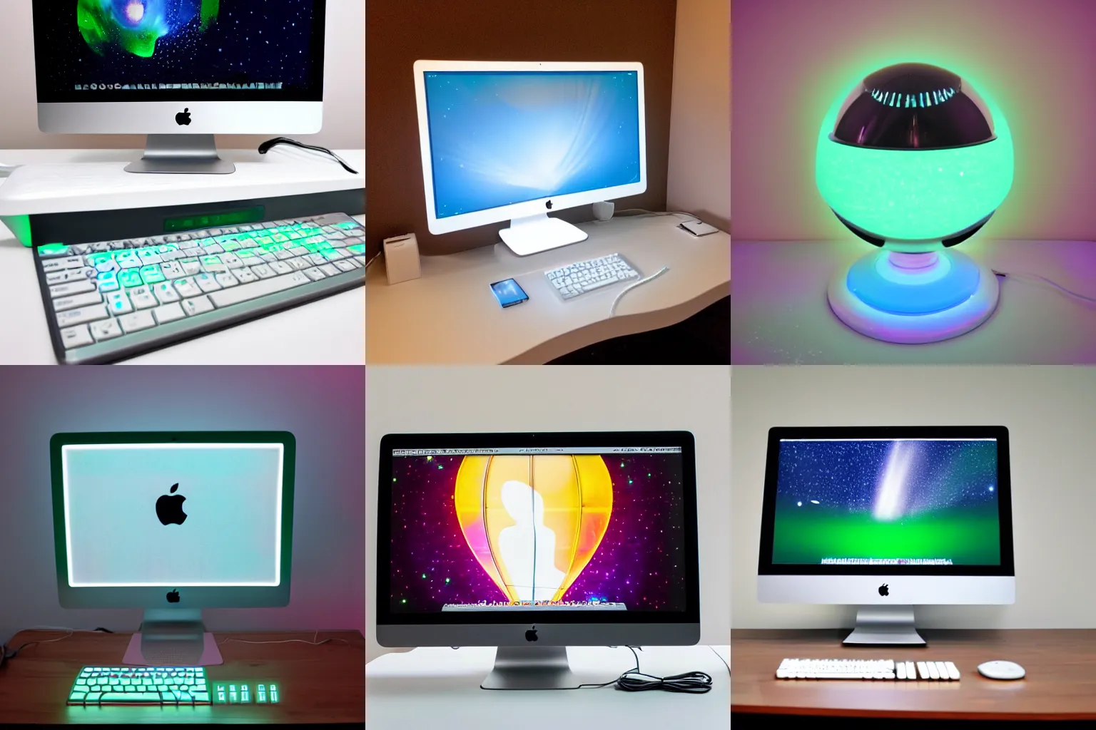 Prompt: glow in the dark iMac g3