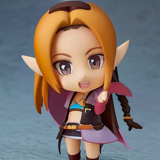 Image similar to high quality portrait flat matte painting of cute girl in the style of nendoroid and Toon Zelda , flat anime style, thick painting, medium close-up