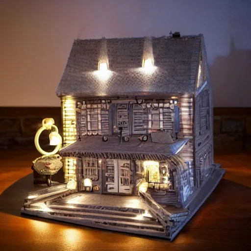 Image similar to tiny movie prop with led lights, intricate and detailed