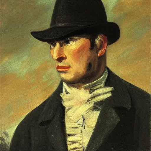 Image similar to portrait of Batman, painted by John Constable, oil on canvas