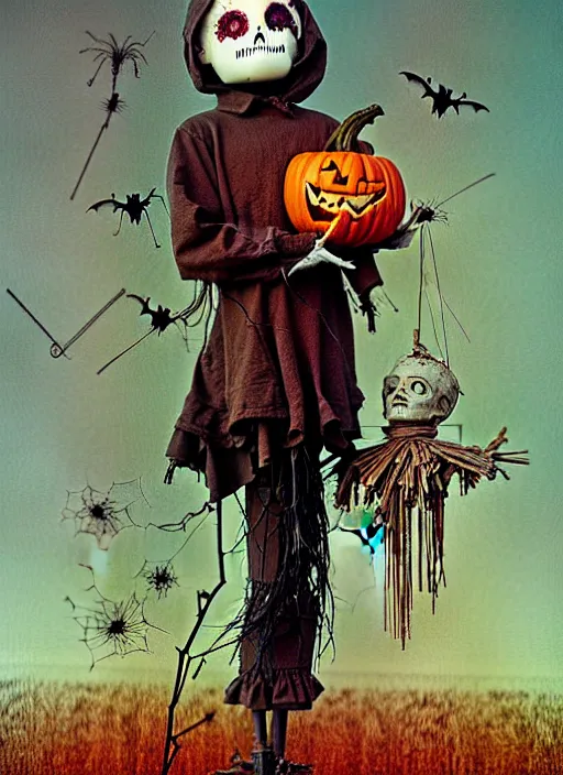 Prompt: halloween scarecrow by chiara bautista and beksinski and norman rockwell and greg rutkowski weta studio, and lucasfilm