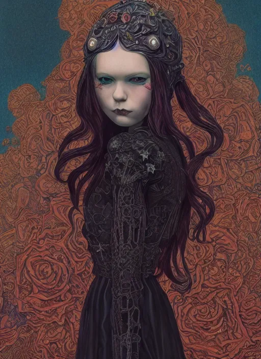 Image similar to gothic girl :: by Martine Johanna and Simon Stålenhag and Chie Yoshii and Casey Weldon and Guillermo del toro :: ornate, dynamic, particulate, rich colors, intricate, elegant, highly detailed, centered, artstation, smooth, sharp focus, octane render, 3d