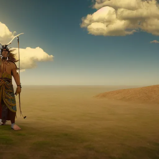 Image similar to turkic god of sky, tengri, cinematic lighting, render quality 8 k, detailed