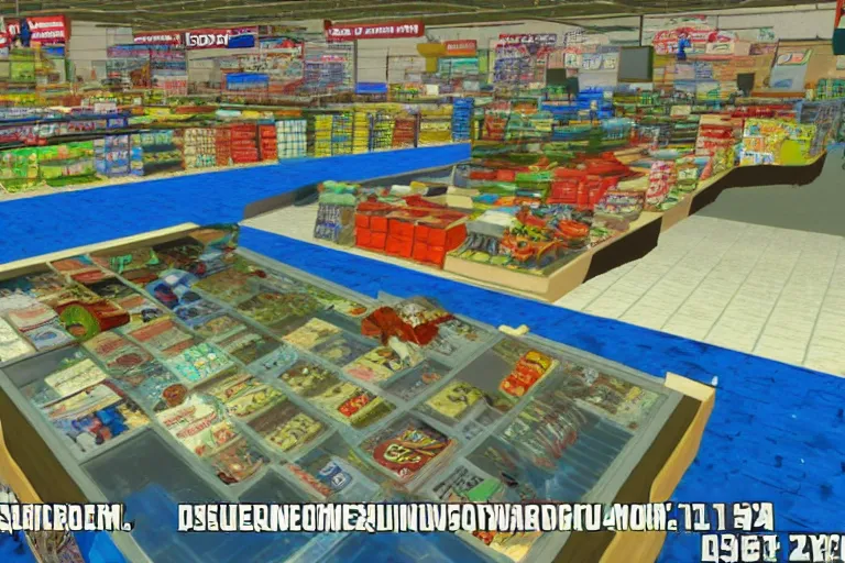 Image similar to flooded walmart , dreamcast screenshot, shenmue,