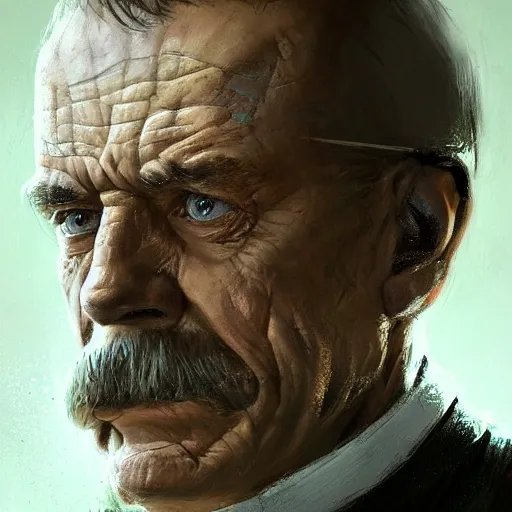 Prompt: portrait of a man by greg rutkowski, chancellor or the galactic alliance, he looks like brian cranston, star wars expanded universe, he is about 6 0 years old, wearing uniform of the galactic alliance, highly detailed portrait, digital painting, artstation, concept art, smooth, sharp foccus ilustration, artstation hq