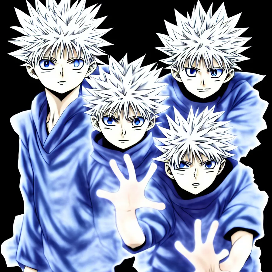 Prompt: killua zoldyck, 4 k resolution, comic style ， by miura kentaro, ultra detailed,