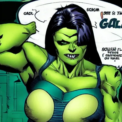 Prompt: Gal Godot as She-Hulk