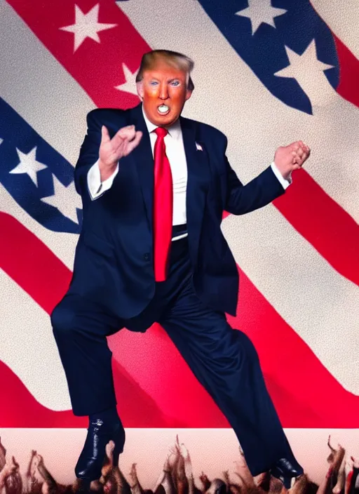 Image similar to highly detailed still of donald trump doing a tiktok dance, mobile phone screenshot