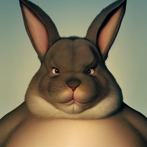 Image similar to portrait of the real life Big Chungus, highly detailed, digital painting, trending on artstation, concept art, smooth, sharp focus, by caravaggio