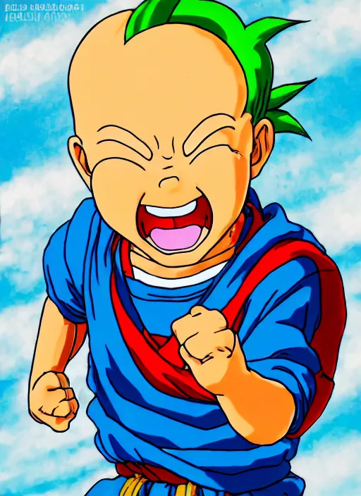 Image similar to portrait of happy boy in the style of akira toriyama