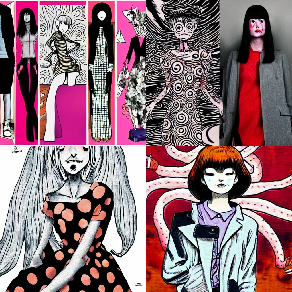 Prompt: Junji Ito inspired fashion