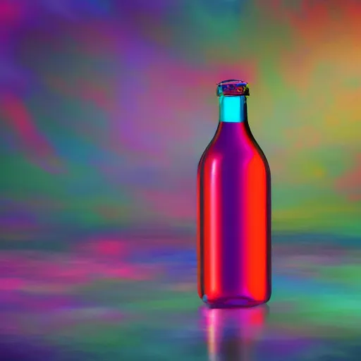 Prompt: bottle floating in space, vibrant colors, hd, trending on artstation