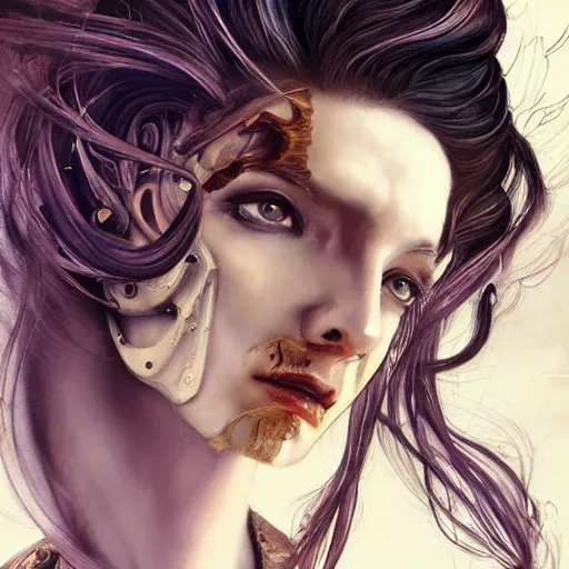 Image similar to portrait, headshot, insanely nice professional hair style, dramatic hair color, digital painting, of a old 17th century, old cyborg merchant, amber jewels, baroque, ornate clothing, scifi, realistic, hyperdetailed, chiaroscuro, concept art, art by Franz Hals and Jon Foster and Ayami Kojima and Amano and Karol Bak,