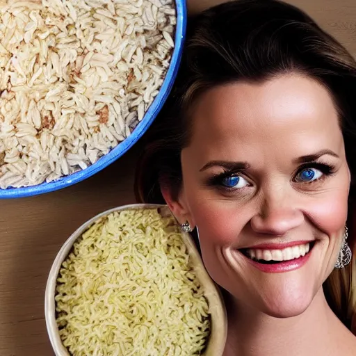 Image similar to a pile of rice with reece witherspoon face