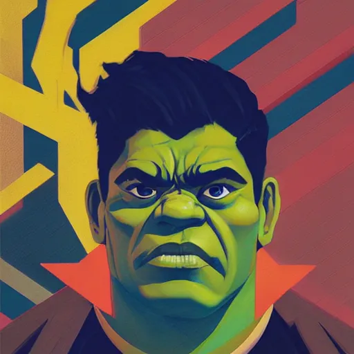 Prompt: Hulk profile picture by Sachin Teng, asymmetrical, Organic Painting , Matte Painting, geometric shapes, hard edges, graffiti, street art:2 by Sachin Teng:4