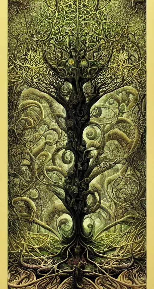 Image similar to tree of life by roger dean and andrew ferez, art forms of nature by ernst haeckel, divine chaos engine, symbolist, visionary, art nouveau, botanical fractal structures, organic, detailed, realistic, surreality