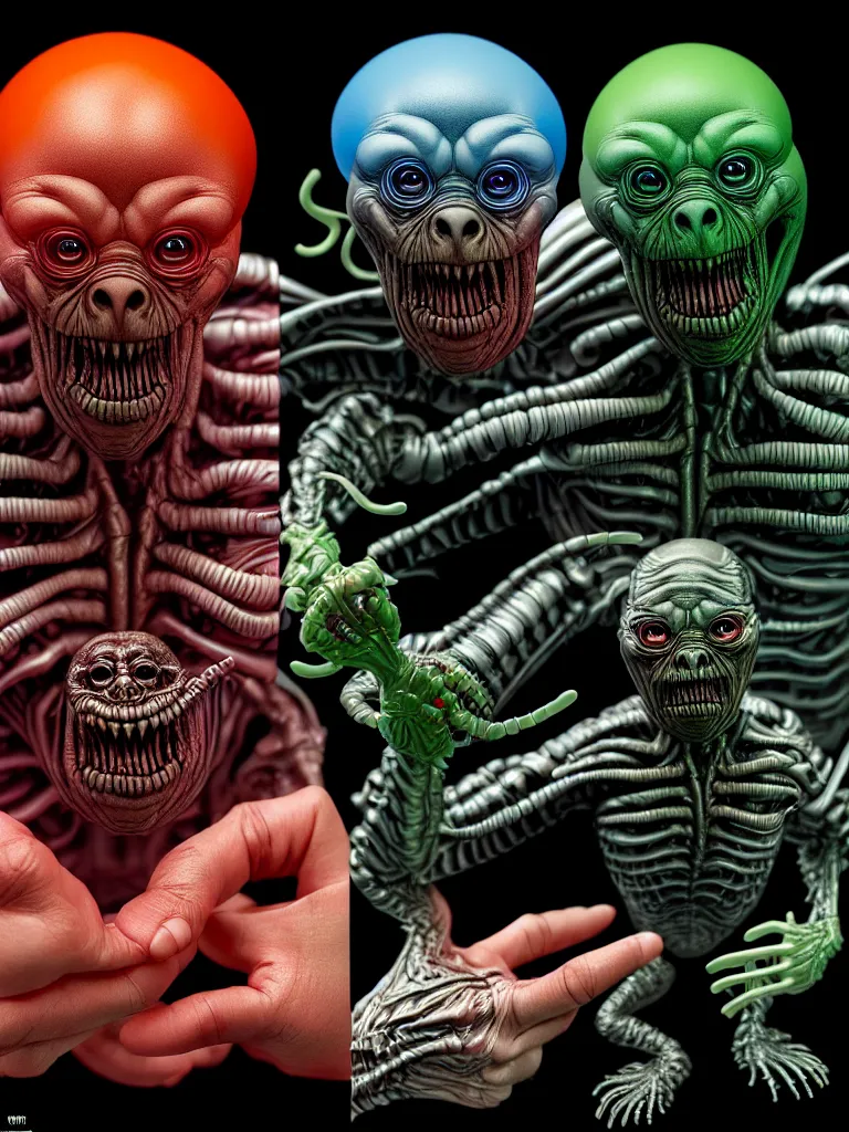 Prompt: hyperrealistic rendering fat smooth of john carpenter's they live alien by bernie wrightson and killian eng and joe fenton, product photography, action figure, sofubi, studio lighting, colored gels, colored background