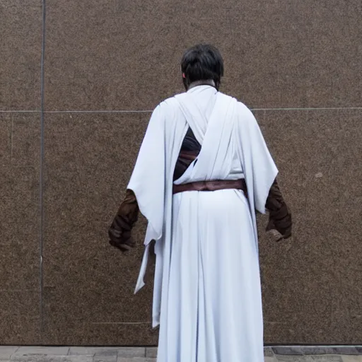 Prompt: full body Over-the-Shoulder Shot of a jedi