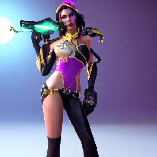 Image similar to still of pretty Caitlyn (Arcane) in KDA More music video. 3d render, octane render, game art, realistic, highly detailed, trending on artstation, 4k, trending on artstation, pixar, cgsociety, unreal engine 5, redshift render, trending on artstation, blender, behance, cg