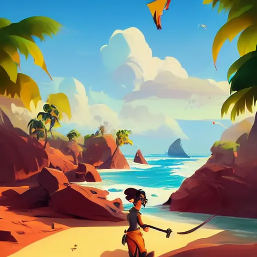 Image similar to painting treasure on sea of thieves game smooth median photoshop filter cutout vector, behance hd by jesper ejsing, by rhads, makoto shinkai and lois van baarle, ilya kuvshinov, rossdraws global illumination