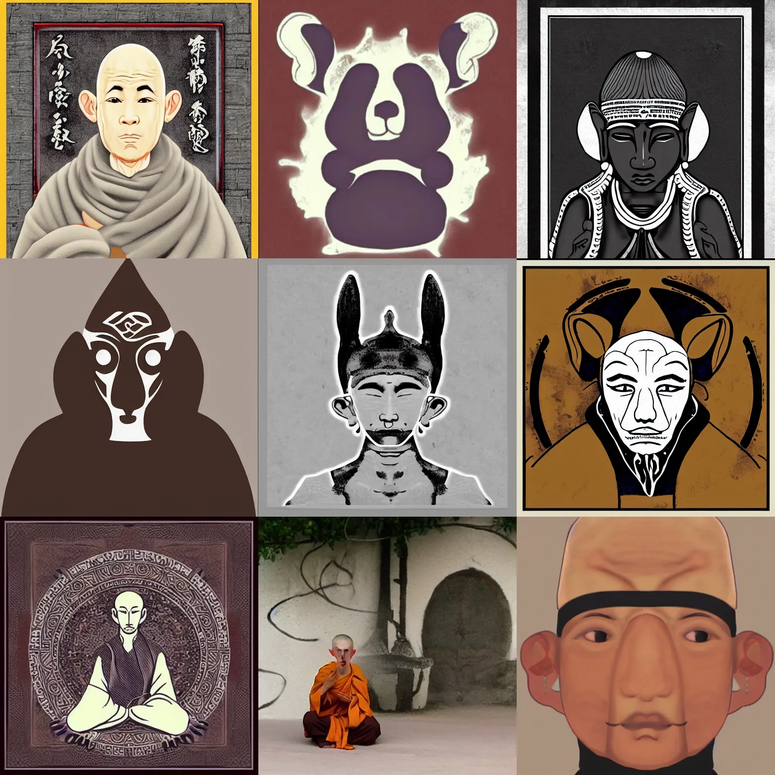 Prompt: symmetrical zen monk. Steam ears!!!