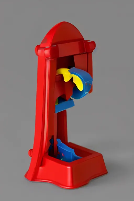 Prompt: a guillotine made by fisher - price, fisherprice guillotine, plastic toy guillotine, high detail product photo, trending on artstation, 8 k
