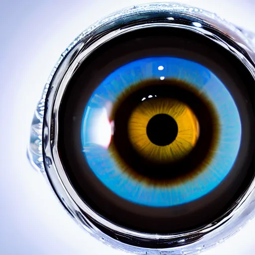 Image similar to giant eyeball made of chrome, studio lighting, leica summilux 5 0 mm f / 1. 4