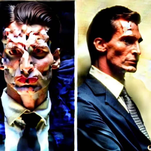 Image similar to patrick bateman as a giga chad