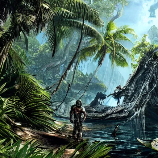 Prompt: Crysis 3 island, painting