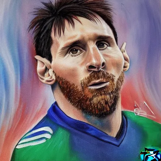 Prompt: a true-to-life portrait of Lionel Messi painted by Raphael