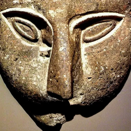 Image similar to stone mask from the pre - ceramic neolithic period, dating to 7 0 0 0 bc, probably the oldest surviving mask in the world