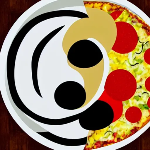 Prompt: ying yang pizza shape
