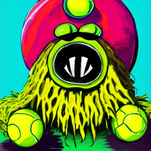 Image similar to a snoop dogg tennis ball monster ,tennis ball, colorful, digital art, fantasy, magic, trending on artstation, ultra detailed, professional illustration by Basil Gogos